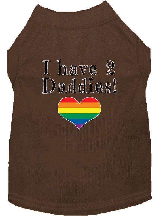 I have 2 Daddies Screen Print Dog Shirt Brown Med